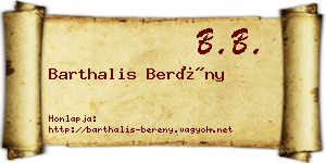 Barthalis Berény névjegykártya